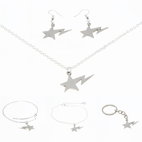 star with bolt symbol necklace silver tone star with bolt symbol stainless steel jewelry keyring bangle earring
star with bolt symbol necklace silver tone star with bolt symbol stainless steel jewelry keyring bangle earring