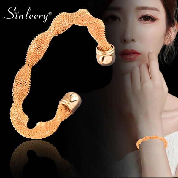 sinleery dubai mesh gold color metal bracelet wave open bangle for women statement jewelry sl053 ssh, Black
sinleery dubai mesh gold color metal bracelet wave open bangle for women statement jewelry sl053 ssh, Black