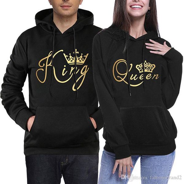 men women autumn spring lovers pullovers long sleeved hooded sweatshirts king queen hoodies, Black
men women autumn spring lovers pullovers long sleeved hooded sweatshirts king queen hoodies, Black