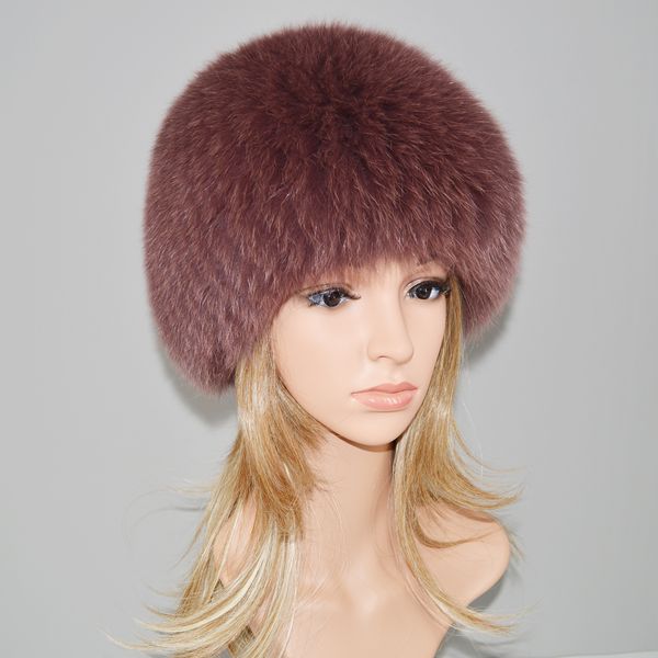 2019 luxury 100% natural real fox fur hat women winter knitted real fox fur bomber cap female warm soft fox fur beanies hats, Blue;gray