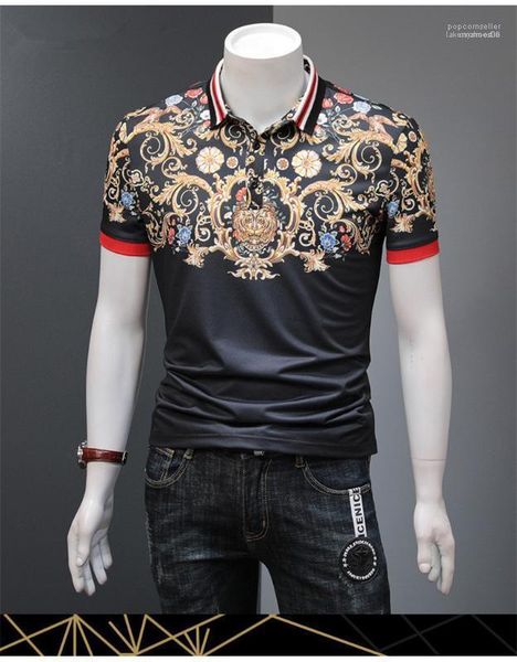 clothes decoration floral with lion print man polo fashion lapel neck mens homme casual slim, White;black
clothes decoration floral with lion print man polo fashion lapel neck mens homme casual slim, White;black