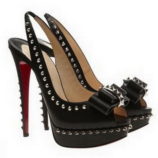 original logo} fashion rivets fish mouth luxury designer red bottom bottoms high heel women dress shoes lls, Black
original logo} fashion rivets fish mouth luxury designer red bottom bottoms high heel women dress shoes lls, Black
