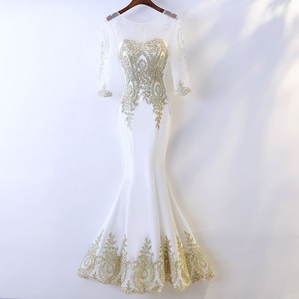 bgw ht32320 crystal appliqued satin mermaid fromal party evening dresses long illusion sleeves zipper back vestido de gala noche, White;black
bgw ht32320 crystal appliqued satin mermaid fromal party evening dresses long illusion sleeves zipper back vestido de gala noche, White;black