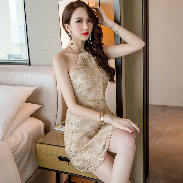 2019 lady of quality temperament small real full dress suit-dress short skirt halter self-cultivation a word dress, White;black
2019 lady of quality temperament small real full dress suit-dress short skirt halter self-cultivation a word dress, White;black