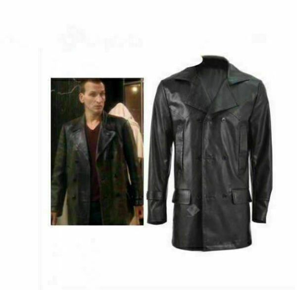 new doctor who ninth 9th doctor jacket costume, Black;red