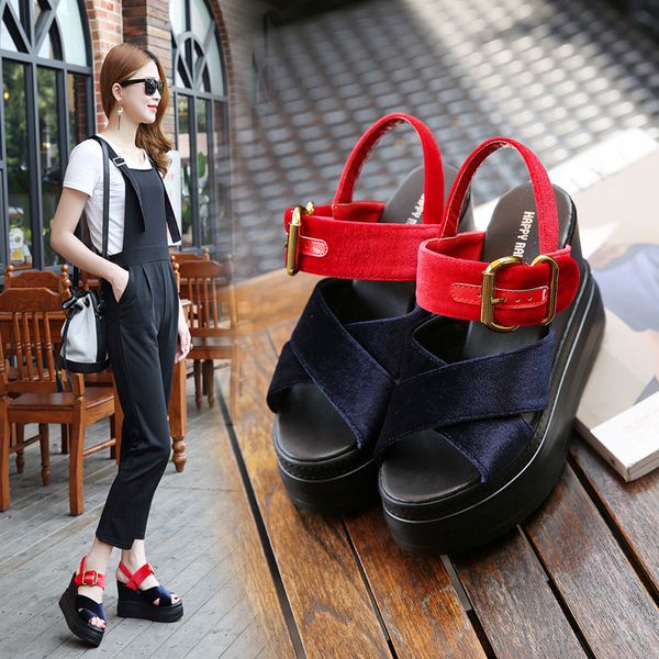 2018 new wedge sandals female roman waterproof platform fish mouth super high heel increased casual sandals women's high heels, Black
2018 new wedge sandals female roman waterproof platform fish mouth super high heel increased casual sandals women's high heels, Black