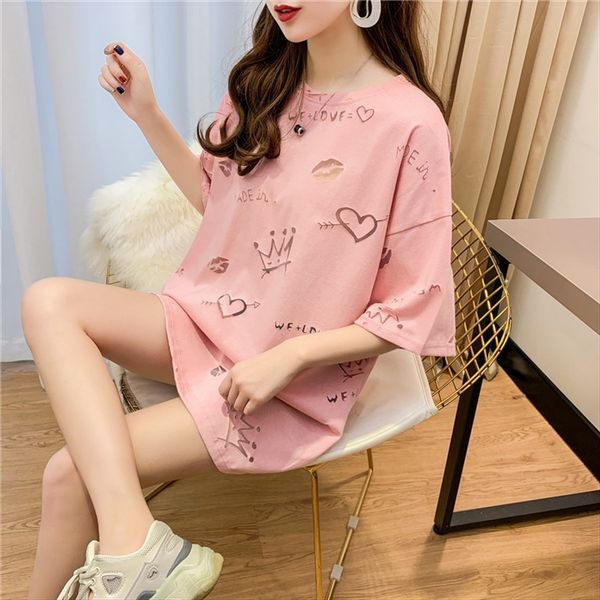 super fire shirt cect shirt women's short-sleeved pink loose large size underclothes missing midi ins fashionable student top, White
super fire shirt cect shirt women's short-sleeved pink loose large size underclothes missing midi ins fashionable student top, White