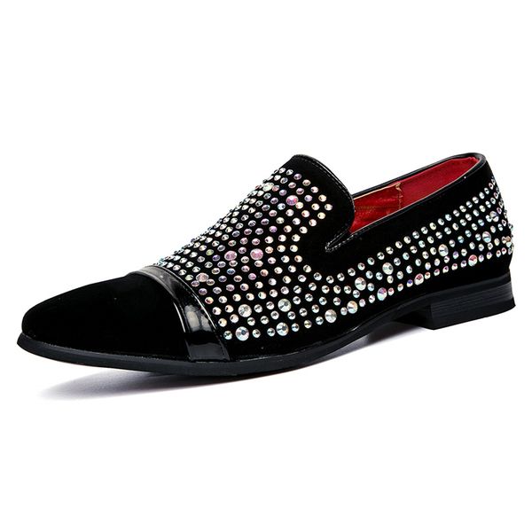 handmade glitter crystal men velvet loafers bling luxury rhinestone noble mens dress shoes wedding performing shoes, Black
handmade glitter crystal men velvet loafers bling luxury rhinestone noble mens dress shoes wedding performing shoes, Black