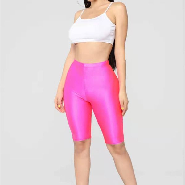women sports shorts slim fit fluorescent color high waist fitness pants for cycling -mx8, White;black
women sports shorts slim fit fluorescent color high waist fitness pants for cycling -mx8, White;black
