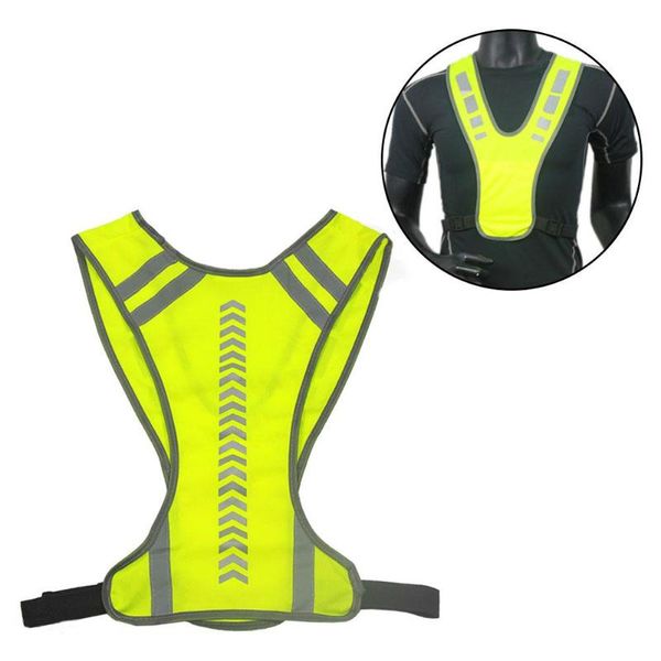 reflective vest reflective stripes safety vest night cycling running jogging safety jacket, Black
