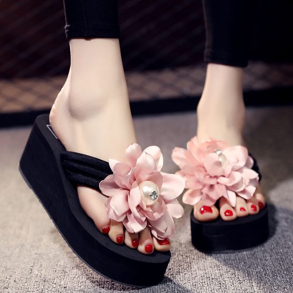 6cm new flower decoration women sandals slipper summer beach flip flops wedges woman open toe shoes slippers for women, Black
6cm new flower decoration women sandals slipper summer beach flip flops wedges woman open toe shoes slippers for women, Black