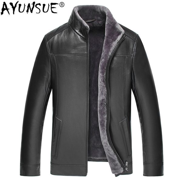 ayunsue men's sheepskin coat winter genuine leather jacket men 100% real wool liner warm jackets chaqueta cuero hombre kj1379, Black
ayunsue men's sheepskin coat winter genuine leather jacket men 100% real wool liner warm jackets chaqueta cuero hombre kj1379, Black