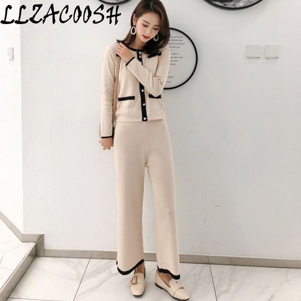 2018 autumn elegant hit color knitted two piece set women single breasted pullover + wide leg pant set casual clothing, Gray
2018 autumn elegant hit color knitted two piece set women single breasted pullover + wide leg pant set casual clothing, Gray