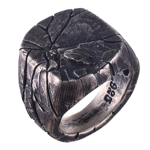 fashion design vintage ring glossy old cracking men's domineering personality square ring original single bark crack ring, Silver
fashion design vintage ring glossy old cracking men's domineering personality square ring original single bark crack ring, Silver