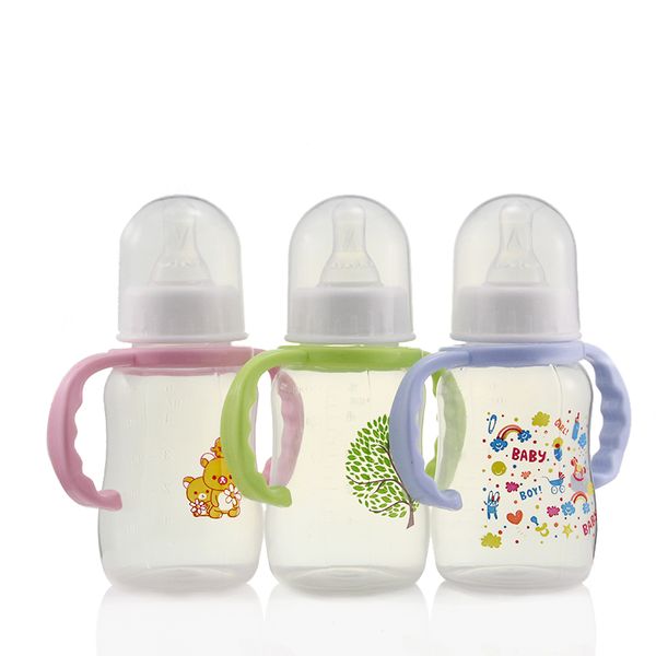 150ml Baby Milk Feeding Bottles With Handle Silicone Bottles Gift Infant Drinking Water Bottle Kids Cup Shower Drying Rack