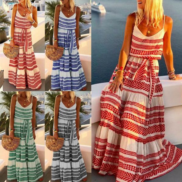 us women bohemian floral print sleeveless sashes round neck long maxi dress evening party beach a line dresses summer sundress, Black;gray
us women bohemian floral print sleeveless sashes round neck long maxi dress evening party beach a line dresses summer sundress, Black;gray