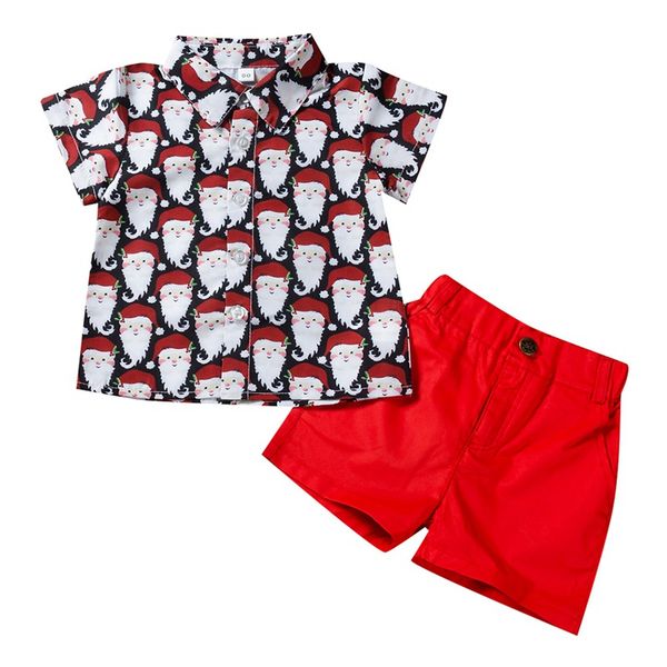 children's set two piece short sleeved shorts boys santa claus printed shirt pants hot, White
children's set two piece short sleeved shorts boys santa claus printed shirt pants hot, White