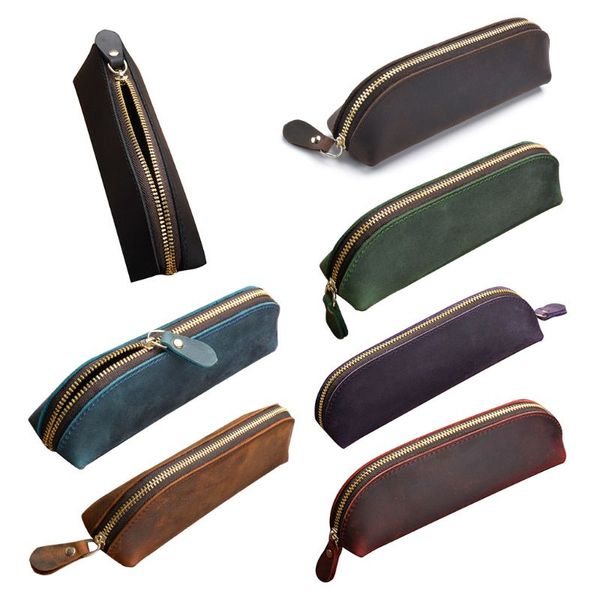 1 pc crazy horse leather pencil bag vintage retro zipper fountain pen makeup pouch
1 pc crazy horse leather pencil bag vintage retro zipper fountain pen makeup pouch