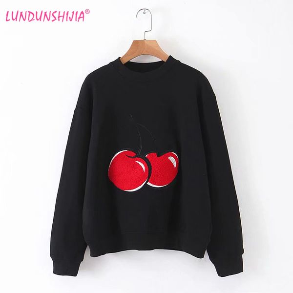 lundunshijia red cherry embroidery sweatshirts 2019 winter women long sleeve plus velvet pullover fashion loose female clothes, Black
lundunshijia red cherry embroidery sweatshirts 2019 winter women long sleeve plus velvet pullover fashion loose female clothes, Black