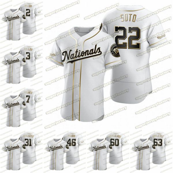 2020 golden edition baseball jersey juan soto max scherzer howie kendrick 2 adam eaton yan gomes sean doolittle corbin, Blue;black