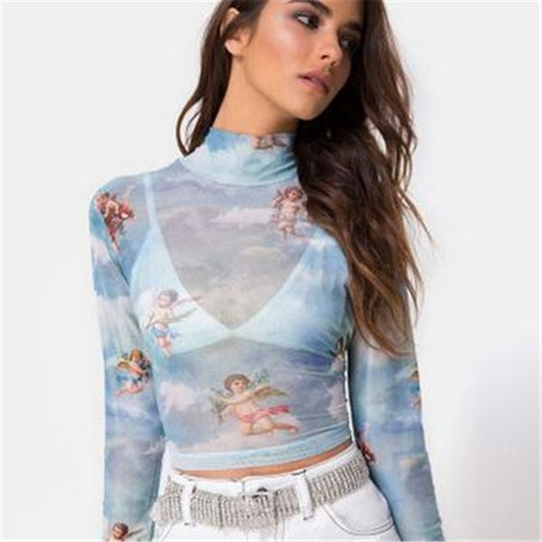 mesh cupid angel turtleneck t shirts women clothes transparent 2019 see through blue elastic skinny stretchy new, White
mesh cupid angel turtleneck t shirts women clothes transparent 2019 see through blue elastic skinny stretchy new, White