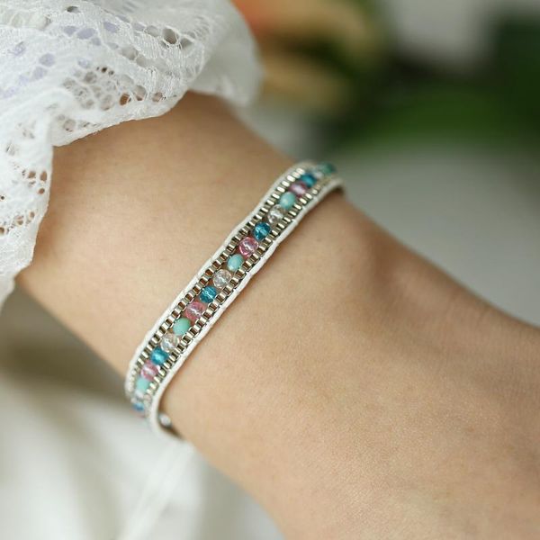 european and american new fashion creative retro simple bohemian vacation white braided inlaid crystal push-pull bracelet, Black
european and american new fashion creative retro simple bohemian vacation white braided inlaid crystal push-pull bracelet, Black
