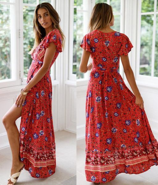 hirigin brand maxi dress spring dresses womens 2019 v-neck floral split dress boho summer beach casual long sundress, Black;gray
hirigin brand maxi dress spring dresses womens 2019 v-neck floral split dress boho summer beach casual long sundress, Black;gray