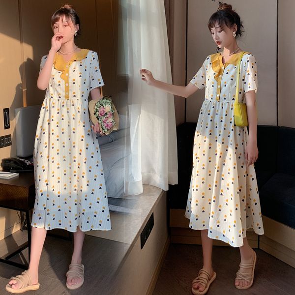 0812# maternity dress summer cotton short sleeve loose stylish french dress for pregnant women mom, White
0812# maternity dress summer cotton short sleeve loose stylish french dress for pregnant women mom, White