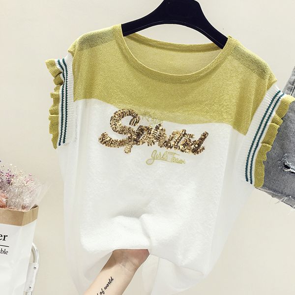t shirt women clothes 2019 summer new sweet elegant women sequins ice silk knitted girl casual loose solid slim tshirts, White
t shirt women clothes 2019 summer new sweet elegant women sequins ice silk knitted girl casual loose solid slim tshirts, White
