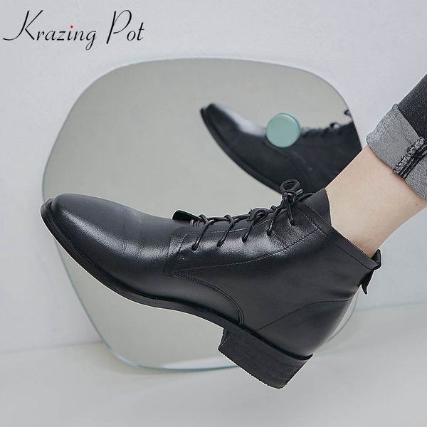 krazing pot fashion cow leather lace up leisure med heels basic design big size solid color 43 42 41 comfortable ankle boots l00, Black
krazing pot fashion cow leather lace up leisure med heels basic design big size solid color 43 42 41 comfortable ankle boots l00, Black