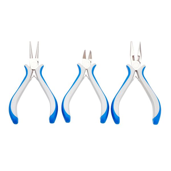 pandahall diy jewelry tool equipment sets, plier sets, round nose, side cutting pliers and wire cutters, blue, 110~125x70mm
pandahall diy jewelry tool equipment sets, plier sets, round nose, side cutting pliers and wire cutters, blue, 110~125x70mm