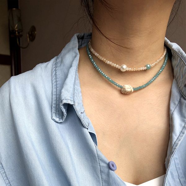 ethnic jewelry shiny crystal baroque pearls choker necklaces turquoises stone crystal short necklaces collar women collier femme, Golden;silver
ethnic jewelry shiny crystal baroque pearls choker necklaces turquoises stone crystal short necklaces collar women collier femme, Golden;silver
