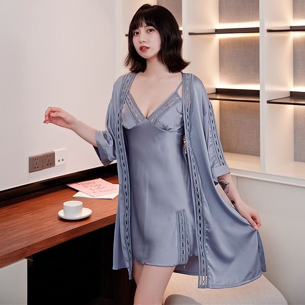 fashion women gray hollow sleepwear 2pcs bathrobe robe gown set summer satin night pajama dress ladies kimono yukata lounge suit, Black;red
fashion women gray hollow sleepwear 2pcs bathrobe robe gown set summer satin night pajama dress ladies kimono yukata lounge suit, Black;red
