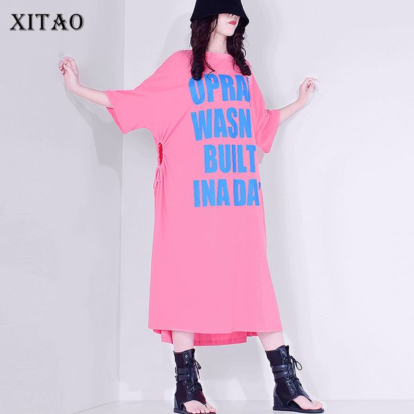 xitao casual letter side drawstring dress women 2020 summer fashion loose new style o neck collar half sleeve pullover dmy4952, White;black 
xitao casual letter side drawstring dress women 2020 summer fashion loose new style o neck collar half sleeve pullover dmy4952, White;black