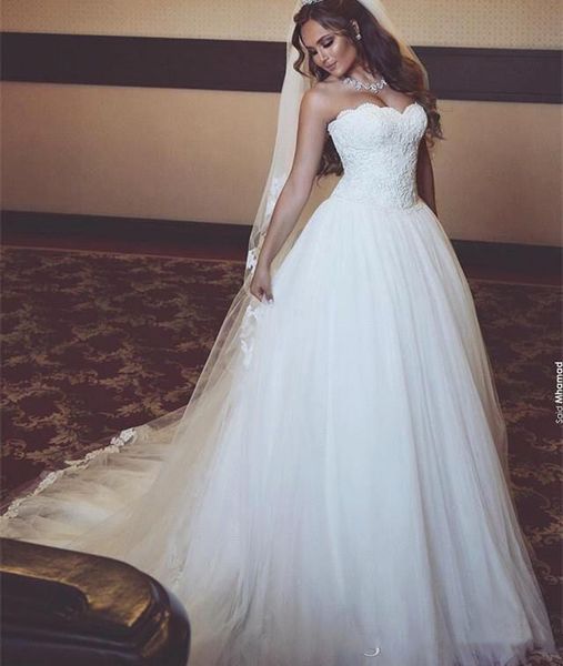 new gorgeous strapless soft tulle a-line wedding dresses lace sweetheart sleeveless sweep train wedding bridal gowns bc2036, White 
new gorgeous strapless soft tulle a-line wedding dresses lace sweetheart sleeveless sweep train wedding bridal gowns bc2036, White