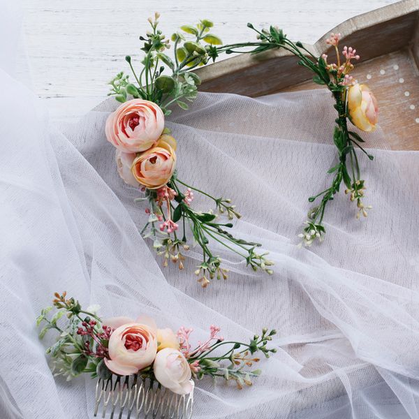 greenery colorful flower hair comb and headband bride women accessories for wedding ceremony, Golden;white
greenery colorful flower hair comb and headband bride women accessories for wedding ceremony, Golden;white