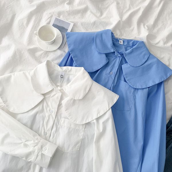 women cotton shirts double-layer collar long sleeve single breasted loose 2020 summer new female fashion pocket solid blouse, White
women cotton shirts double-layer collar long sleeve single breasted loose 2020 summer new female fashion pocket solid blouse, White