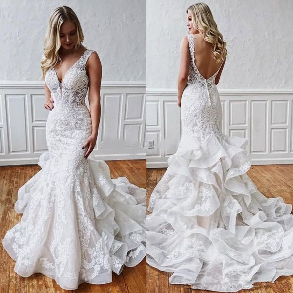 mermaid lace backless wedding dresses 2019 deep v neck beach bridal gowns ruffled skirt plus size bohemian trumpet vestidos de novia, White
mermaid lace backless wedding dresses 2019 deep v neck beach bridal gowns ruffled skirt plus size bohemian trumpet vestidos de novia, White