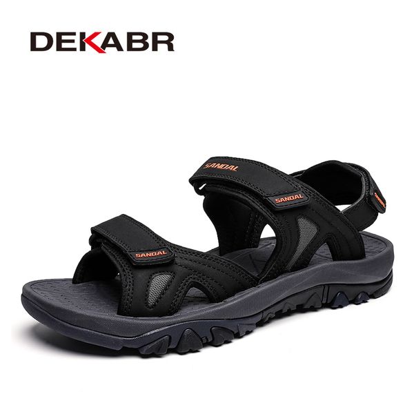 sandals dekabr summer roman men business casual shoes outdoor beach wading slippers men's big size 39-46, Black