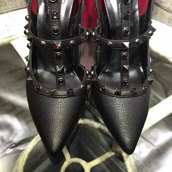 2018 designer women high heels party fashion rivets girls pointed shoes dance shoes wedding shoes double straps sandals, Black
2018 designer women high heels party fashion rivets girls pointed shoes dance shoes wedding shoes double straps sandals, Black
