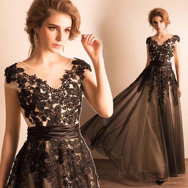 pretty sheer neck long party dresses chic lace appliques black prom dresses sequined floor length a line evening dresses with lace up back
pretty sheer neck long party dresses chic lace appliques black prom dresses sequined floor length a line evening dresses with lace up back