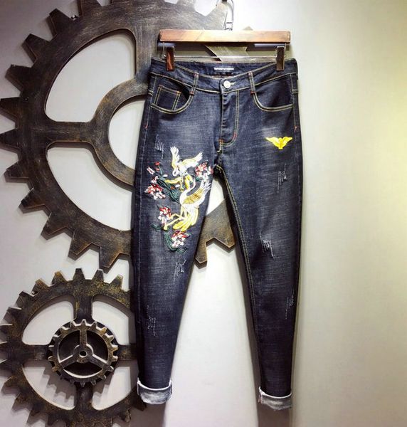 новая мода роскошь дизайнер проблемные разорванные мужские джинсы мотоцикл байкер джинсы повседневный pantalon-де-дизайнер налить hommes, Blue 
новая мода роскошь дизайнер проблемные разорванные мужские джинсы мотоцикл байкер джинсы повседневный pantalon-де-дизайнер налить hommes, Blue