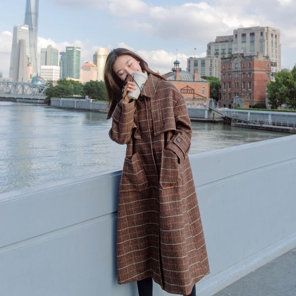 autumn winter new coat trench coat oversize long trench casual women's big pocket hepburn style chocolate color, Tan;black
autumn winter new coat trench coat oversize long trench casual women's big pocket hepburn style chocolate color, Tan;black