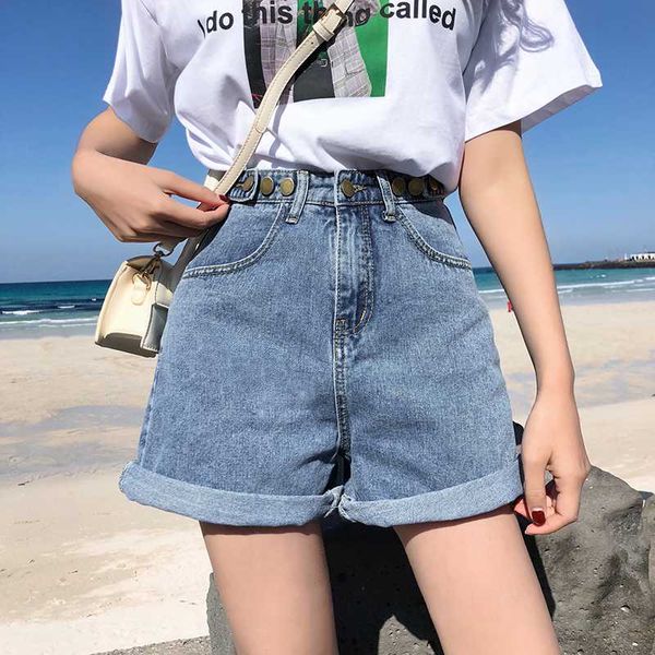 aurkrrvn women summer shorts female denim rivet button waist plus size woman jean shorts loose wide leg denim casual 2020, Blue
aurkrrvn women summer shorts female denim rivet button waist plus size woman jean shorts loose wide leg denim casual 2020, Blue