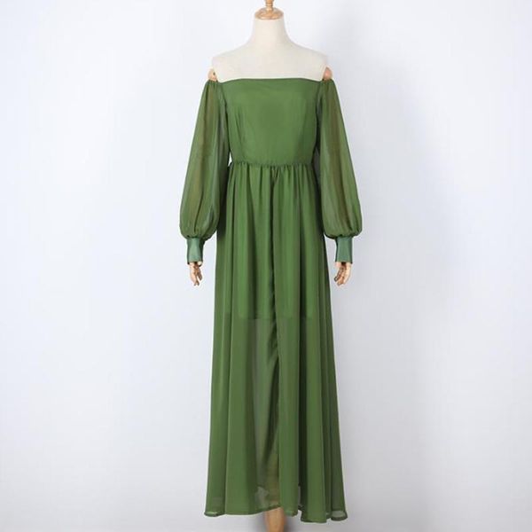 off shoulder long sleeve elegant dresses women high waist chiffon maxi dress runway formal evening party dresses vestidos, Black;gray
off shoulder long sleeve elegant dresses women high waist chiffon maxi dress runway formal evening party dresses vestidos, Black;gray