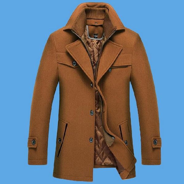 men winter wool coat wool coat double collar jacket comfortable warm thick blends woolen overcoat mid-length, Black
men winter wool coat wool coat double collar jacket comfortable warm thick blends woolen overcoat mid-length, Black