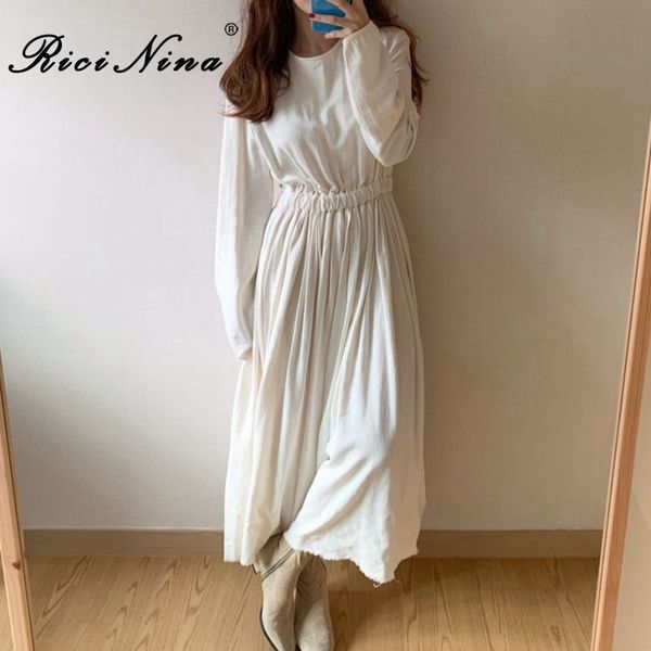 ricinina women vintage dress long sleeve o neck solid white maxi pleated dress women spring 2020 casual dresses for ladies, Black;gray
ricinina women vintage dress long sleeve o neck solid white maxi pleated dress women spring 2020 casual dresses for ladies, Black;gray