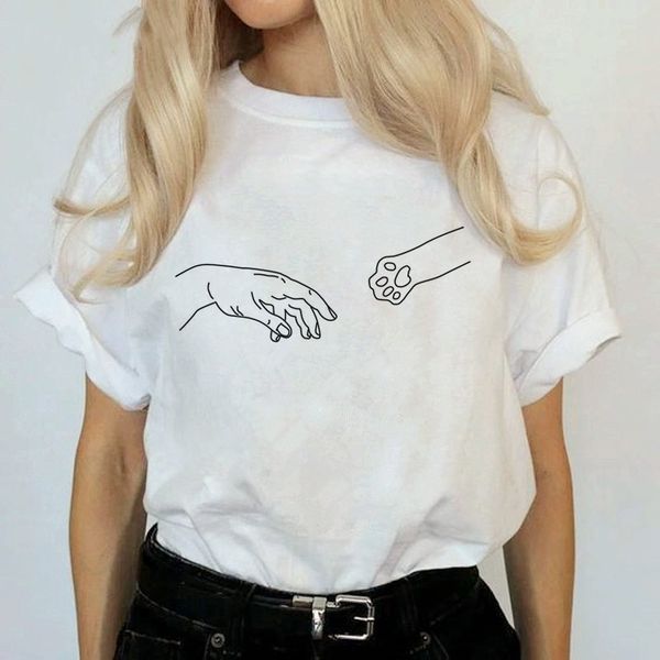 the hand of adam and the cat's t-shirt women fashion 100% cotton vintage hipster grunge street style unisex tee top футболки, White
the hand of adam and the cat's t-shirt women fashion 100% cotton vintage hipster grunge street style unisex tee top футболки, White