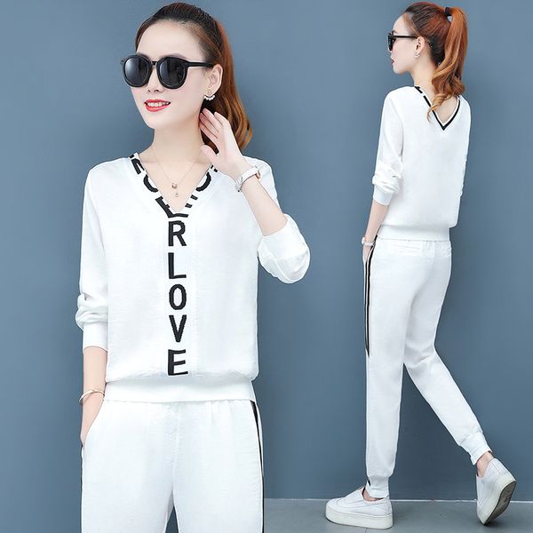 spring women sportswear tracksuit letter printed sweatshirt+pant running jogger fitness gym athletic leisure set sport suit, Black;blue
spring women sportswear tracksuit letter printed sweatshirt+pant running jogger fitness gym athletic leisure set sport suit, Black;blue