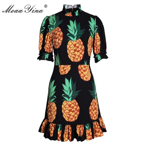 casual dresses moaayina fashion designer runway dress summer women's stand collar short sleeve pineapple print sequins, Black;gray
casual dresses moaayina fashion designer runway dress summer women's stand collar short sleeve pineapple print sequins, Black;gray